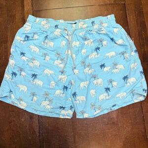 Vilebrequin Swim Trunks Mens XXL Blue Elephant Palm Tree Moorea Shorts